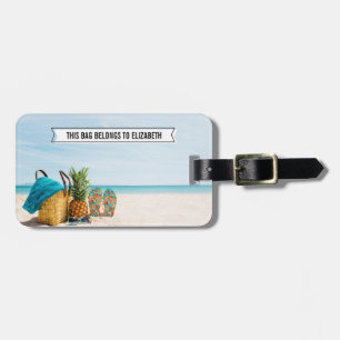 Étiquette À Bagage Éléments de plage arrière - plan texte personnalis