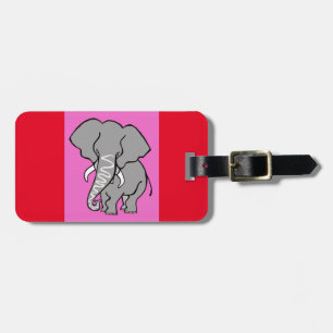 Étiquette À Bagage ELEPHANT africain cool - Animal sauvage - Rose & r