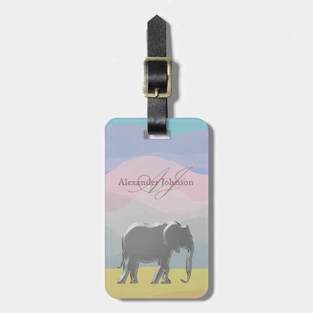 Étiquette À Bagage Elephant Aquarelle Aquarelle Adresse de retour (Devant Vertical)