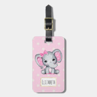Eléphant de bébé rose mignon avec oreilles Poka Do