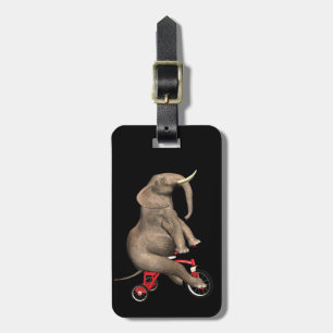 Étiquette À Bagage Eléphant Gentil À Tricycle