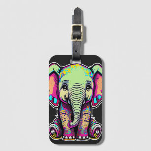 Étiquette À Bagage Eléphant mignon assis illustration numérique