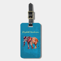 Eléphant multicolore coloré sur Arrière - plan ble