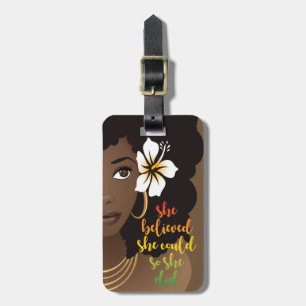 Étiquette À Bagage Elle Croyait Qu'Elle Pourrait, Femme Noire, Brown
