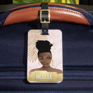 Étiquette À Bagage Elle Croyait Qu'Elle Pourrait, Femme Noire, Rose &