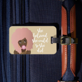 Étiquette À Bagage Elle Croyait Qu'Elle Pouvait, Femme Noire, Genre,