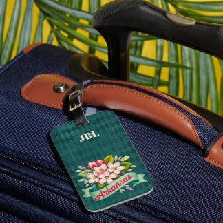 Étiquette À Bagage Emblème de fleurs d'État de l'Arkansas Monogramme