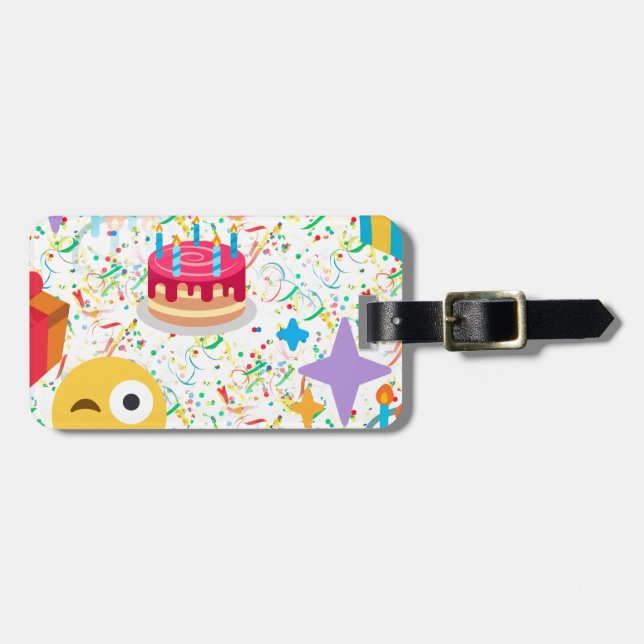 Étiquette À Bagage emoji anniversaire heureux (Devant horizontal)