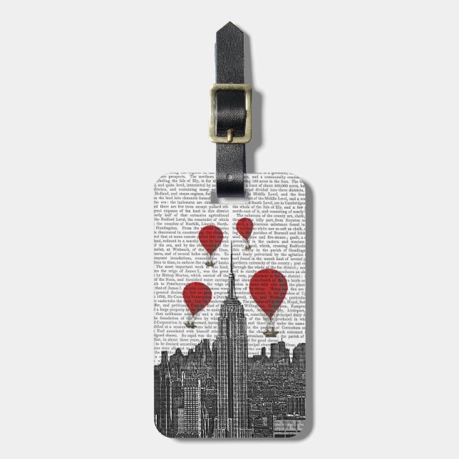 Étiquette À Bagage Empire State Building et Red Hot Air Ballots (Devant Vertical)