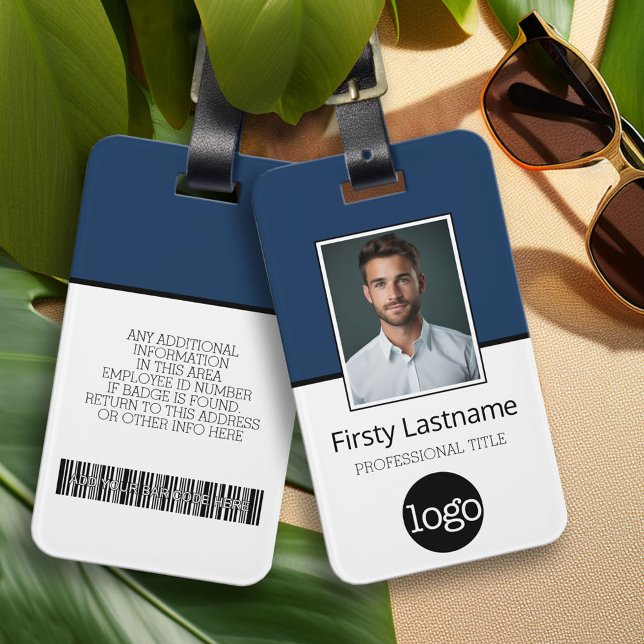 Étiquette À Bagage Employé Personnalisé - Photo, Code Barre, Logo, No (Custom Luggage Tag - Personalized Bag Tag)