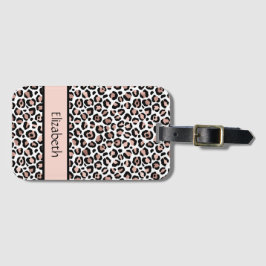 Étiquette À Bagage Empreinte de léopard noir Rose Monogramme