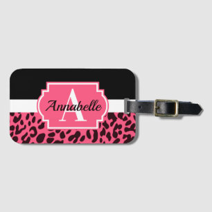 Étiquette À Bagage Empreinte de léopard rose