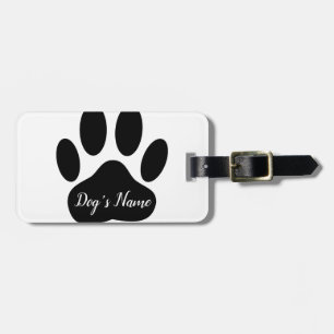 Étiquette À Bagage Empreinte de patte de chien avec nom personnalisé