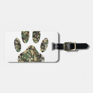 Étiquette À Bagage Empreinte de patte de chien Camo en détresse