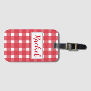 Étiquette À Bagage En vichy rouge blanc personnalisé