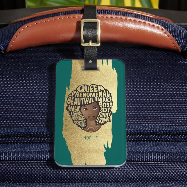 Étiquette À Bagage Encourageant les femmes noires, cheveux naturels,  (Insitu Rectoal 2)