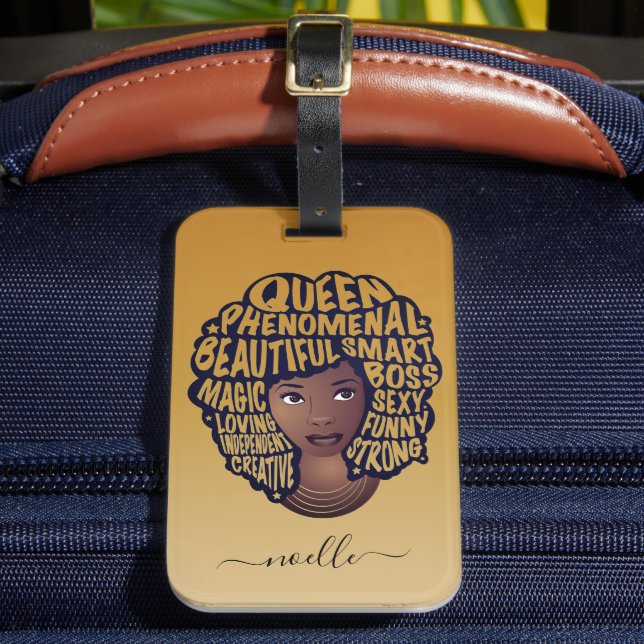 Étiquette À Bagage Encourager les femmes noires, cheveux naturels Or  (Insitu Rectoal 2)