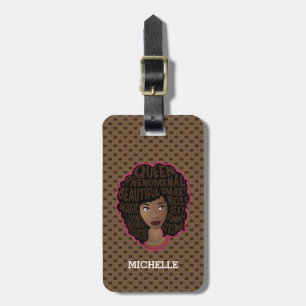 Étiquette À Bagage Encourager les femmes noires, Pois Brown
