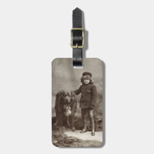 Étiquette À Bagage Enfant avec le chien, C1885