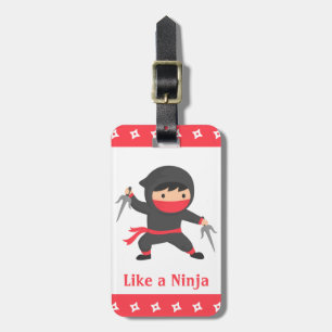 Étiquette À Bagage Enfant Ninja Mignon avec Armes Sai pour Enfants