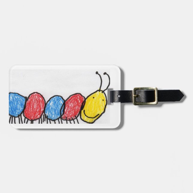 Étiquette À Bagage Enfants mignons Caterpillar (Devant horizontal)