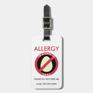 Étiquette À Bagage Enfants Personnalisé Oeuf Allergie Urgence