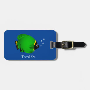 Étiquette À Bagage Enfants Poisson vert mignon Personnaliser