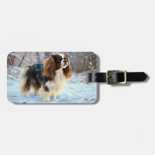 Étiquette À Bagage English Toy Spaniel Laisser Neige Noël