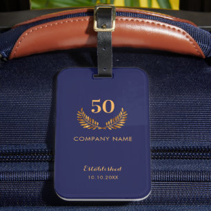 Étiquette À Bagage Entreprise d'or bleu marine année établie