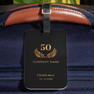 Étiquette À Bagage Entreprise d'or noir nom établi année