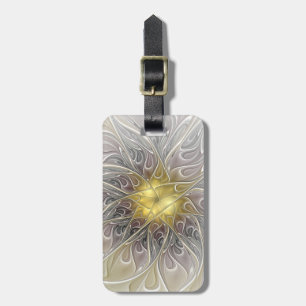 Étiquette À Bagage Épanouissement avec fleur fractale abstraite moder