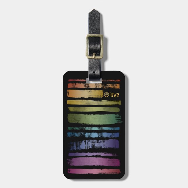 Étiquette À Bagage Equality Love Rainbow Brush Strokes LGBTQ ID656 (Devant Vertical)