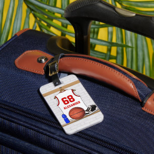 Étiquette À Bagage Équipe cycliste White and Red Basketball