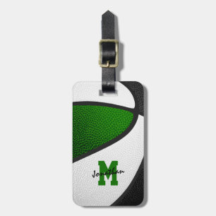 Étiquette À Bagage équipe de basketball noir vert couleurs monogramme