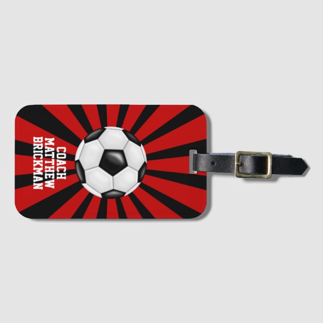 Étiquette À Bagage Équipe de football rouge et noir (Devant Horizontal)