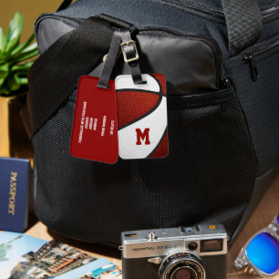 Étiquette À Bagage équipe de maroon couleurs sports cadeaux basket