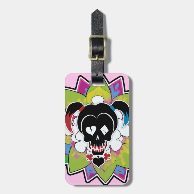 Étiquette À Bagage Équipe de suicide| Harley Quinn Skull Tattoo Art (Devant Vertical)