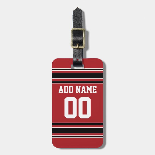 Étiquette À Bagage Équipe Jersey avec nom et numéro personnalisés (Devant Vertical)