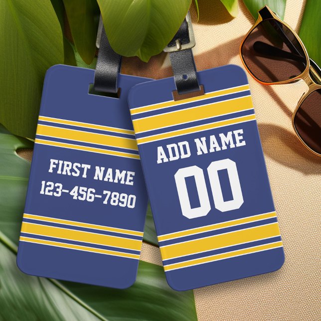 Étiquette À Bagage Équipe Jersey avec nom et numéro personnalisés (Custom Luggage Tag)