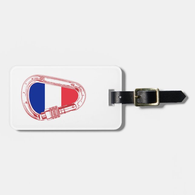 Étiquette À Bagage Escalade Drapeau France Carabiner (Devant horizontal)