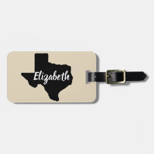 Étiquette À Bagage État de nom de silhouette et de manuscrit du Texas