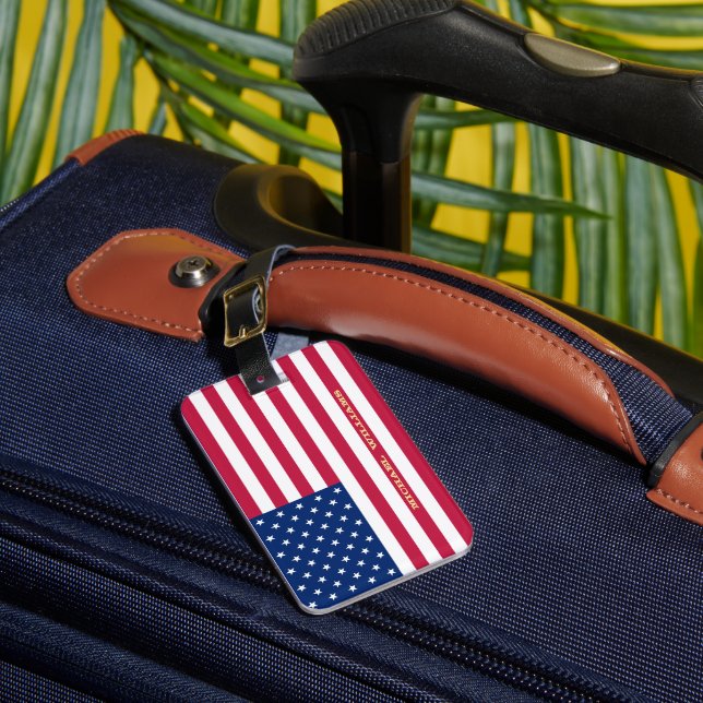 Étiquette À Bagage États-Unis Drapeau Étoiles Stripes Patriotique Amé (Insitu Rectoal 1)