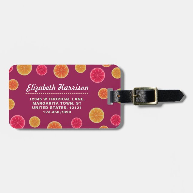 Étiquette À Bagage Eté Agrumes Fruit Slice Tropical Joli Motif (Devant horizontal)