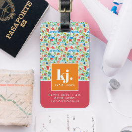 Étiquette À Bagage Été Stylé | Monogramme Personnalisé Drôle
