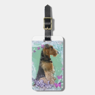 Étiquette À Bagage Étiquette Airedale Terrier de bagage