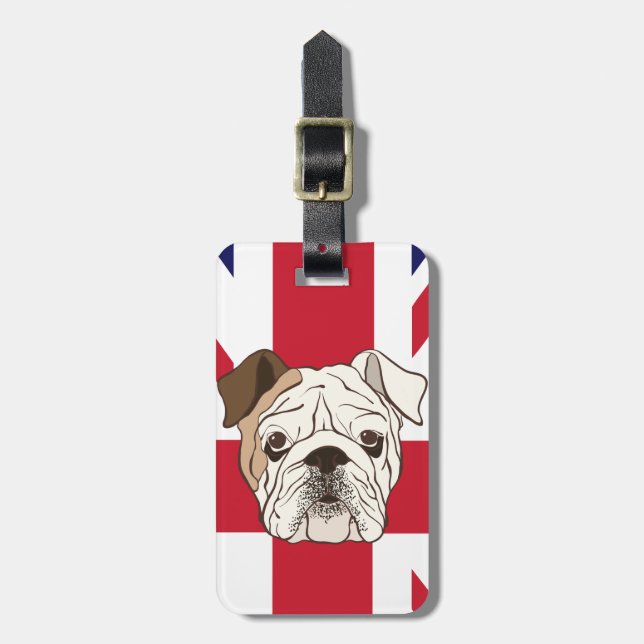 Étiquette À Bagage Étiquette anglaise de bagage de bouledogue (Devant Vertical)