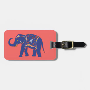 Étiquette À Bagage Étiquette bleue de bagage d'éléphant