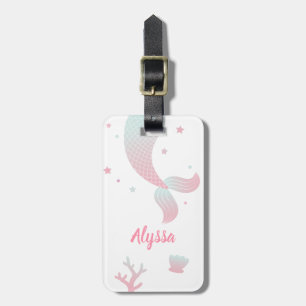 Étiquette À Bagage Étiquette bleue rose de bagage de filles de queue
