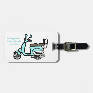Étiquette À Bagage Étiquette bleue vintage de bagage de scooter "je