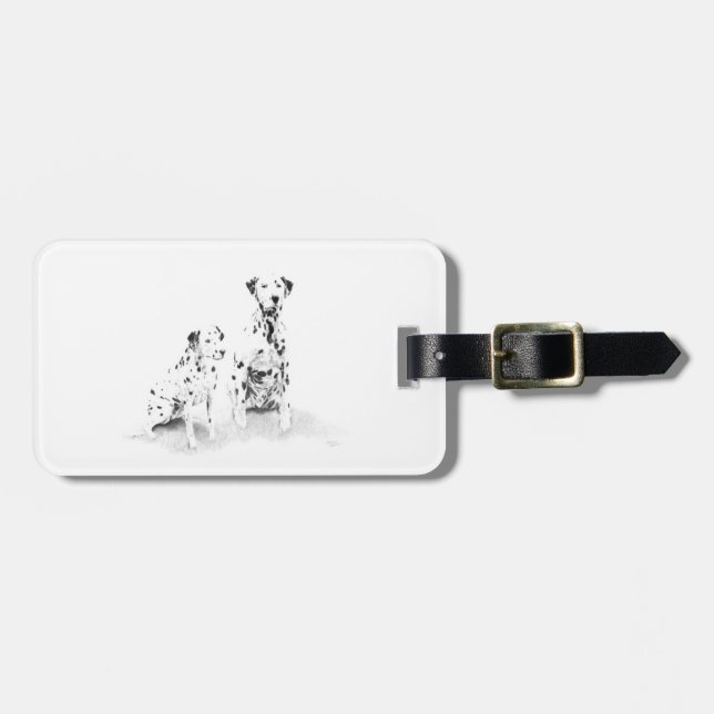 Étiquette À Bagage Étiquette canine dalmatienne de bagage de dessin (Devant horizontal)